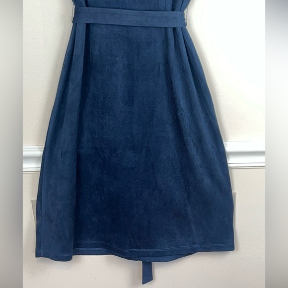 J. McLaughlin Women’s Haarlem Shirt Dress Faux Suede Solid Navy Blue Size M NWT - Picture 10 of 14